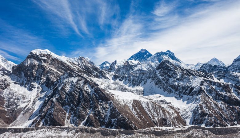 Everest landscape, Himalaya Everest, Nuptse and Lhotse landscape, Himalaya, Nepal