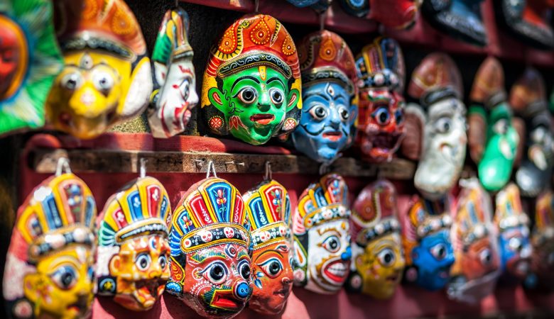 Souvenir masks at Nepal market